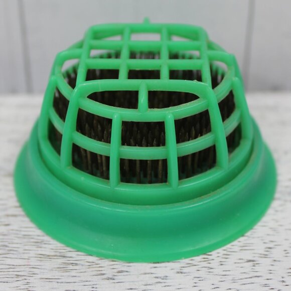 Vintage Green Flower Frog – Mid-Century Plastic Cage with Metal Pins – Florals - Picture 3 of 6